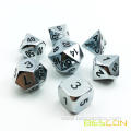 Golden Solid Metal Polyhedral D&D Dice Set of 7, Metallic RPG Role Playing Game Dice in 4 Assorted Colors